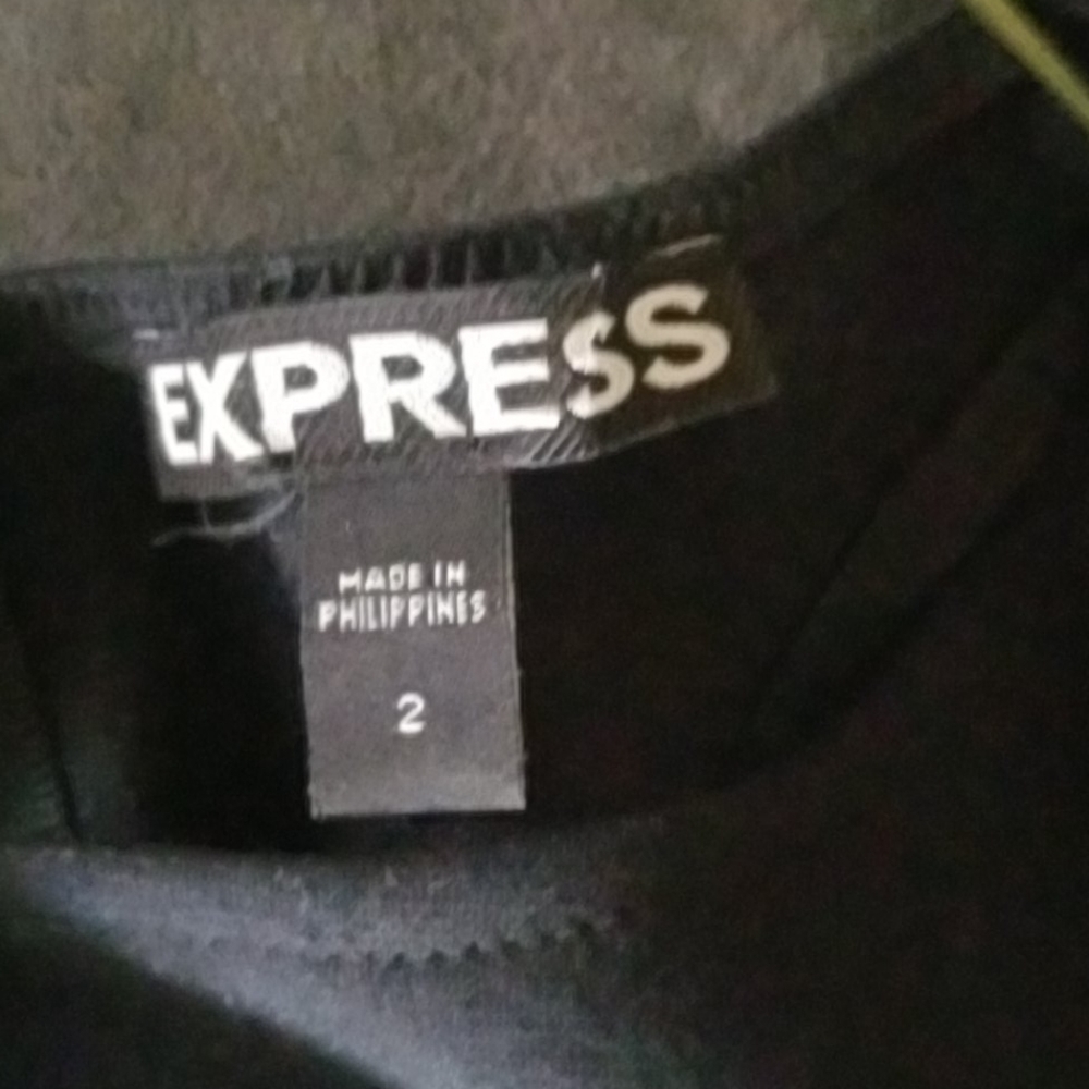 Express blk w/leather like sides dress - Picture 3 of 4